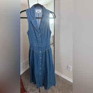 Reformation Ellison Denim Midi Dress Blue - Size 6